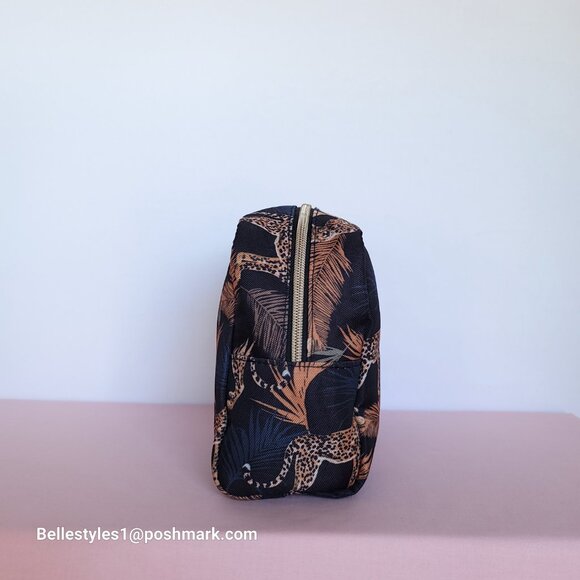 GEMMA LAYNE Travel Cosmetic Fabric Organizer Case w Animal Print- Black multi⭐ - Picture 8 of 16